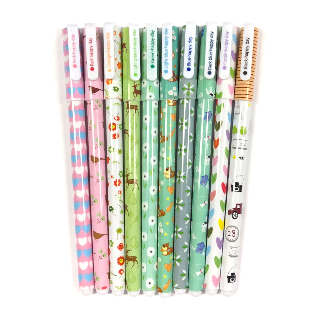 Wrapables Cute Novelty Gel Ink Pens, 0.5mm Fine Point (Set of 10) for School, Office, Stationery, Cartoon Animal Black Ink